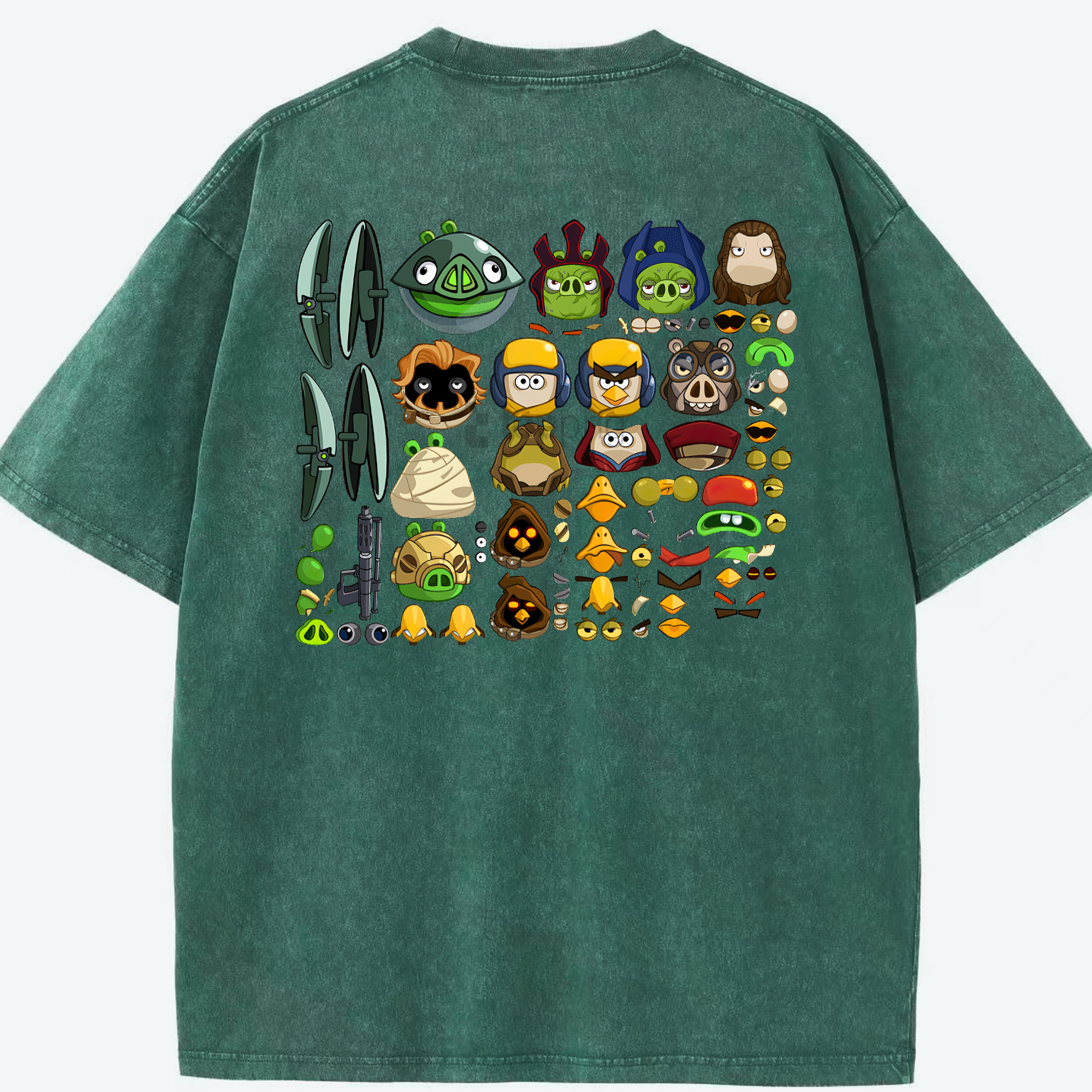 （画像用） Angry Birds アングリーバード 綿100% ヴィンテージ風 半袖Tシャツ（背面プリント）
